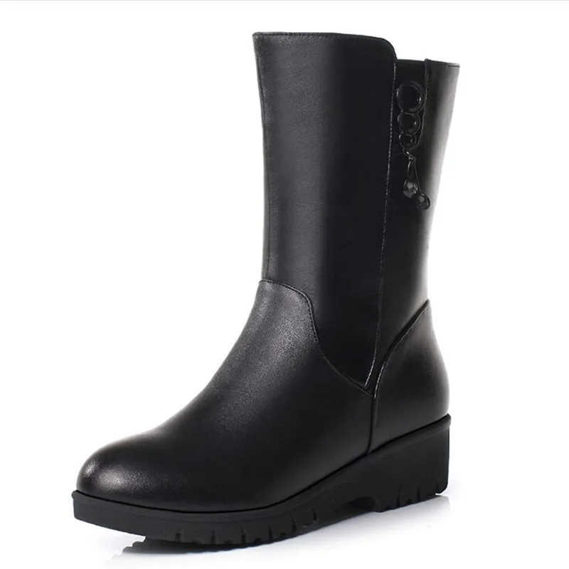 

Keep Warm Comfortable Plush and Wool Winter Snow Boots Women Boots 2018 New Plus Size Fashion Real Leather Shoes In-tube Boots