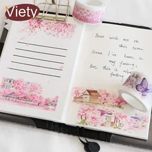 2-3.5cm*7m Pink cherry Small town washi tape DIY decorative scrapbooking sticker planner masking adhesive tape label