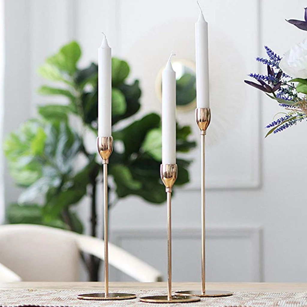 

3PCS/Set Candlestick Candle Holders Wedding/Dinning Table Decorative Modern Style Gold Metal Bar Party Home Decor Candlestick