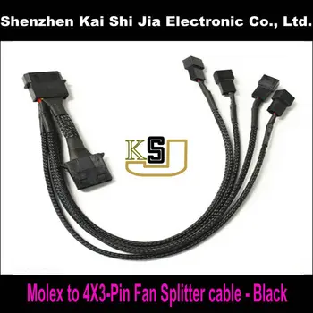 

Black Sleeved 4 Pin Molex to 4 X 3 -Pin PWM Fan Computer Splitter Cable