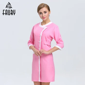 

Pink Women Beauty Salon Sauna Shop Workwear Coat Hospital Medical Surgical Nurse Work Uniforms Tops Clothing