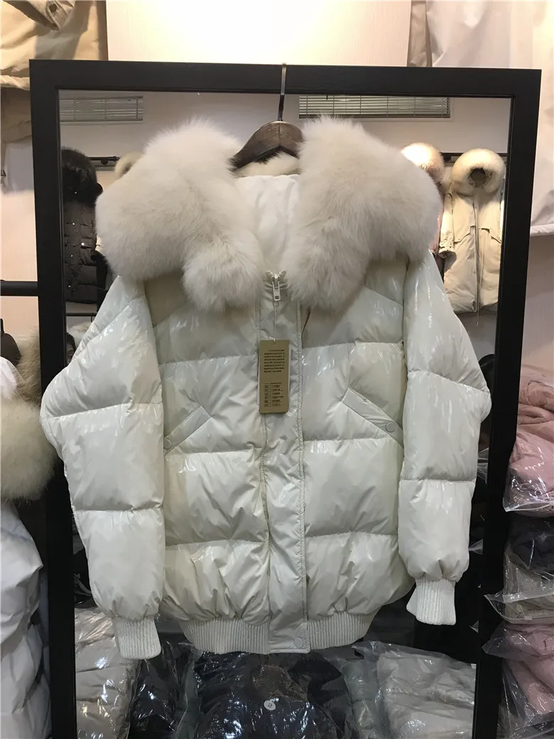 Новое поступление, корейский стиль, зимнее теплое Женское пальто на утином пуху, настоящий бренд Fox Fur Trim, модная яркая верхняя одежда для девочек, женские пальто