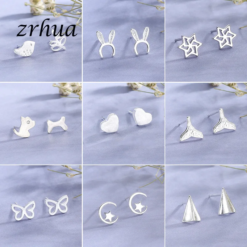 

ZRHUA Newest 925 Sterling Silver Women Jewelry Fashion Cute Tiny Stud Earrings Simple High Quality Gift for Girls Kids Ladies
