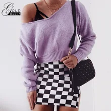 Летняя черная и белая клетчатая юбка с золотыми ручками, юбки на молнии, Новые Сексуальные вечерние мини-юбки в клетку из полиэстера s