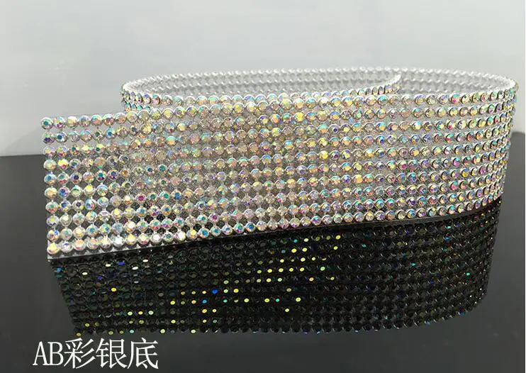 SS12 3 мм хрустальные стразы на сетчатой основе декоративная сеть алюминиевая основа клей на наклеенные плотные украшения из кристаллов Стразы сетка EL04 - Цвет: AB rhinestones