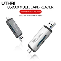 UTHAI C40 устройство для чтения карт памяти 4 в 1 type-C USB3.0 Micro адаптер интерфейса USB Smart OTG для чтения карт памяти type c TF SD USB3.0