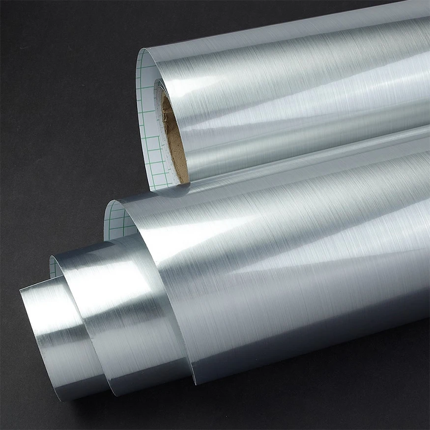 

Brushed Metal Contact Paper PVC Vinyl Self Adhesive Wallpaper Rolls Kitchen Appliance Countertop Oil-proof Waterproof Home Decor