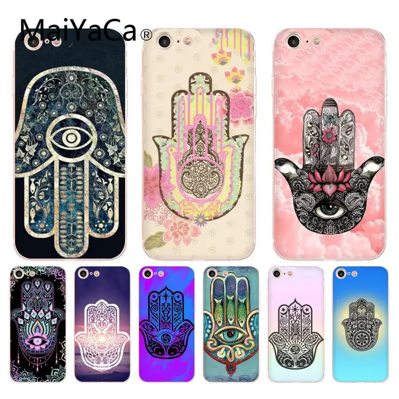 

MaiYaCa For iphone 7 6 X Case Fatima Hand Transparent Cover Case for iPhone 8 7 6 6S Plus X 10 5 XS XR XSMAX Mobile Phone Case