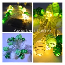 20 шт./компл. кокон светодиодный светящиеся гирлянды зеленый и белый микс рождественское свадебное украшение дома вечерние 2,5 м
