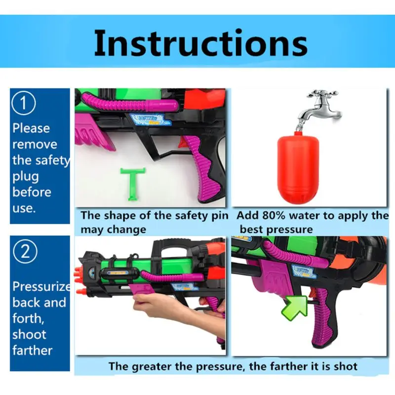 2" Джамбо бластер водяной пистолет с ремешками очки дети пляж сквирт игрушка для мальчиков