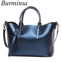 Burminsa женские сумки из натуральной кожи, большие женские сумки на плечо, высокое качество, сумки-тоут, дизайнерские женские сумки-мессенджеры