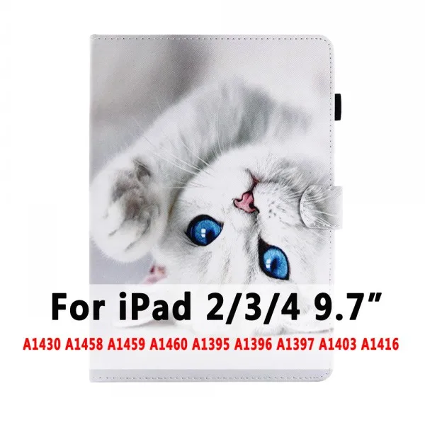 Чехол для iPad 6th поколения 5th Air 1/Air 2/Pro 9,7 10,5 11 Mini 1 2 3 4 7,9 чехол Funda с мультяшным котом Смарт кожаный чехол - Цвет: For iPad 234 Case