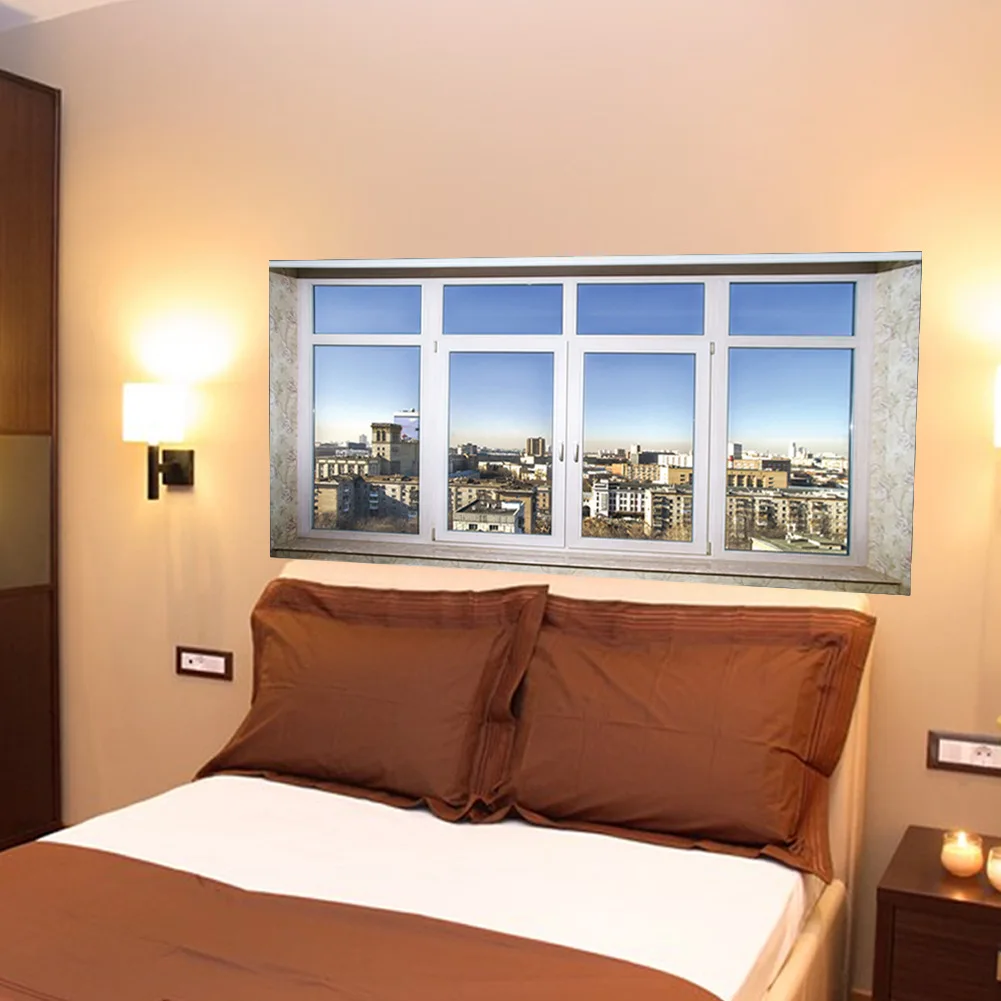 3D городской пейзаж поддельные окна изголовье наклейка s диван фон Настенная Наклейка гостиная украшение дома настенные стикеры 90x180 см