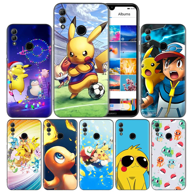 

Best Pokemons Black Silicone Case Cover for Huawei Honor 8X 8C 8A 8S 10 10i Lite Play V20 Y9 Y7 Y6 Y5 Prime 2018 2019