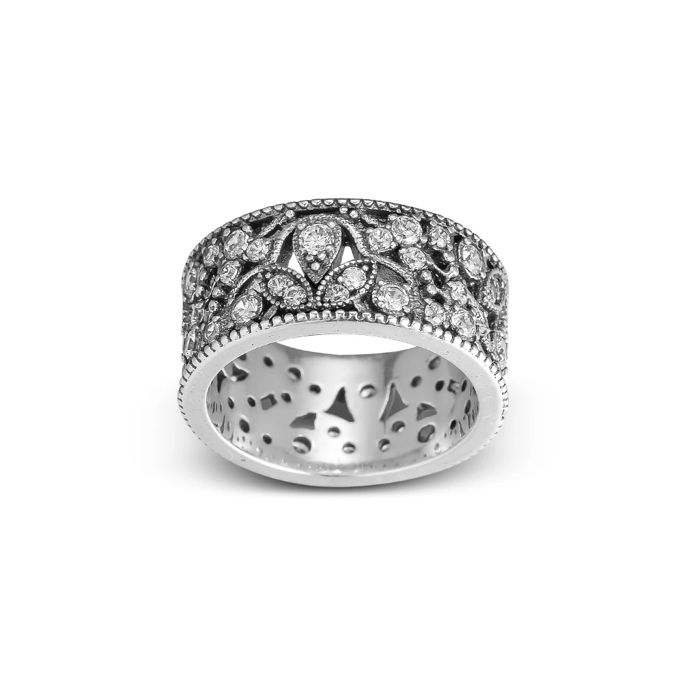 FANDOLA кольца Сияющие листья кольцо с прозрачным CZ кольца из стерлингового серебра 925 для женщин anillos plata 925 para mujer женское кольцо