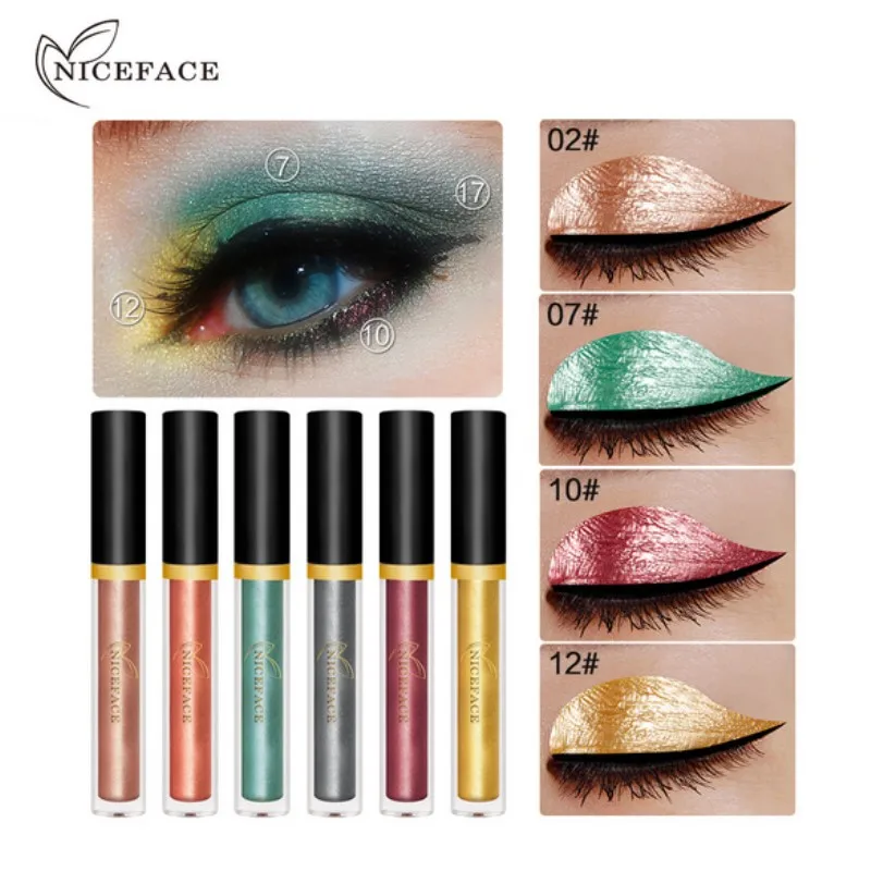 Niceface 17 видов цветов макияж тени для век Сияющие жидкие персиковые яркие