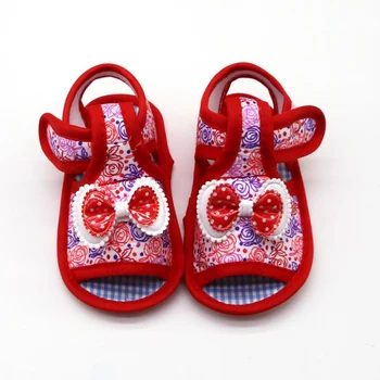 

Girls Shoes Polka Dot Print Design Shoes Double-layer Bowknot Floral Print Sandals Soft Sole Anti-slip Shoes