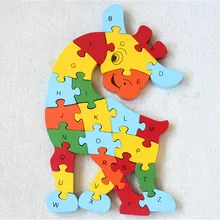 Новые Деревянные игрушки животных Finger Жираф 26 шт. английские буквы и цифровой познавательная деревянные головоломки