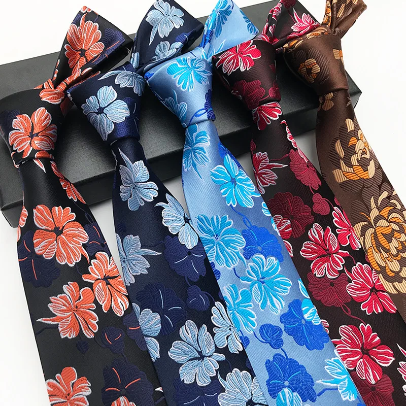 Роскошные 8 см Для мужчин; классический галстук шёлковый жаккардовый тканый цветочный Cravatta галстуки человек деловой, для жениха аксессуары