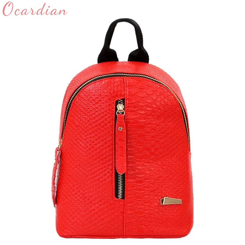 Women Backpack Top Quality Shoulder Bag New Hot Leather  Schoolbags Travel Gift Mochila Red 17June6