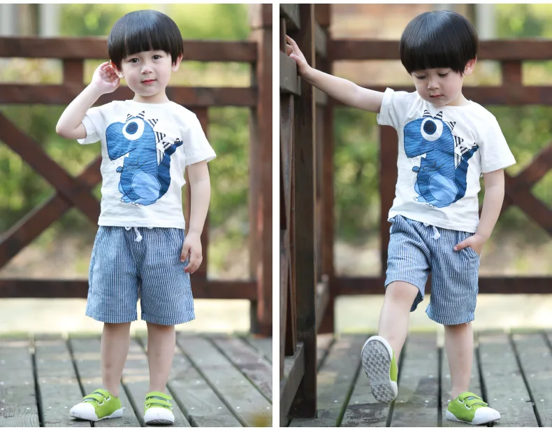 Humor Bear/детская одежда новые комплекты одежды для мальчиков футболка с рисунком+ штаны в полоску комплекты из 2 предметов Одежда для маленьких мальчиков детская одежда