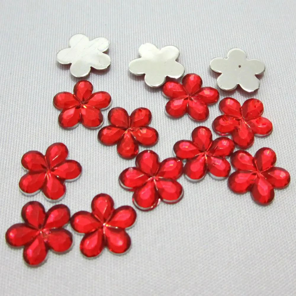 DIY 100 шт 10 мм акриловые цветы сливы плоские для альбома Ремесло Свадебные украшения B01 - Цвет: Red