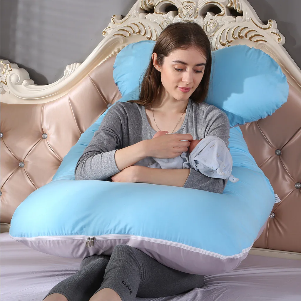 Новая однотонная Подушка для сна для беременных женщин, хлопковая наволочка, u-образные подушки для беременных боковые шпалы, постельные принадлежности