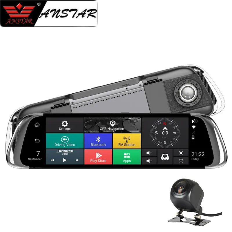 

Anstar 10" Rearview Mirror Camera Android 4G Car DVR Dual Lens Video Recorder GPS Registrar Dash Cam 1080p Auto Cam DVRs