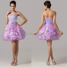 2016 neue Ankunft Trägerlosen Kristalle Short Ballkleid Rüschen Cocktailkleid YY96