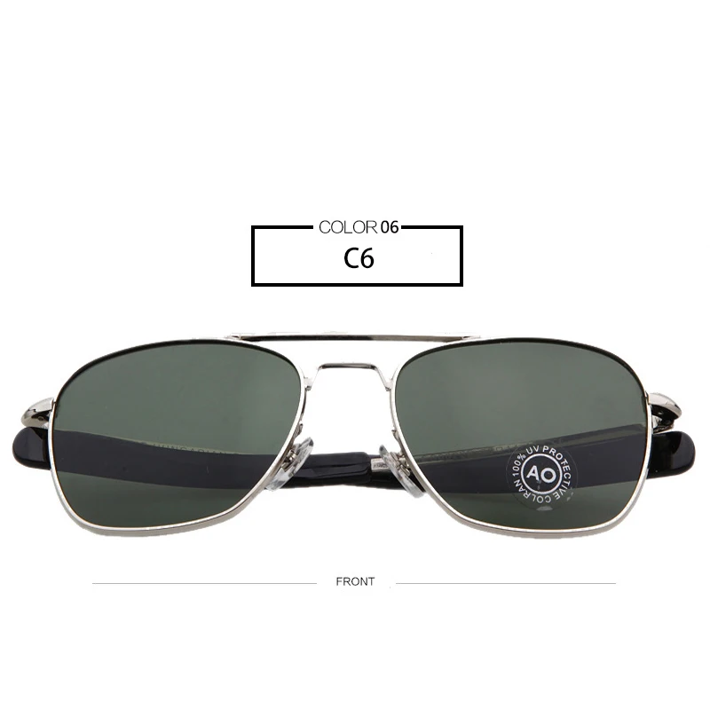 FU E новые модные армейские 52 мм AO Pilot мужские солнцезащитные очки es американские птические стеклянные линзы мужские солнцезащитные очки es UV400 Мужские зеркальные очки AO8054C - Цвет линз: C6