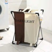 Прачечная корзина для хранения игрушек складной Оксфорд Ткань металла, стиральная корзины грязную одежду разное Корзина двойной коробка с крышкой