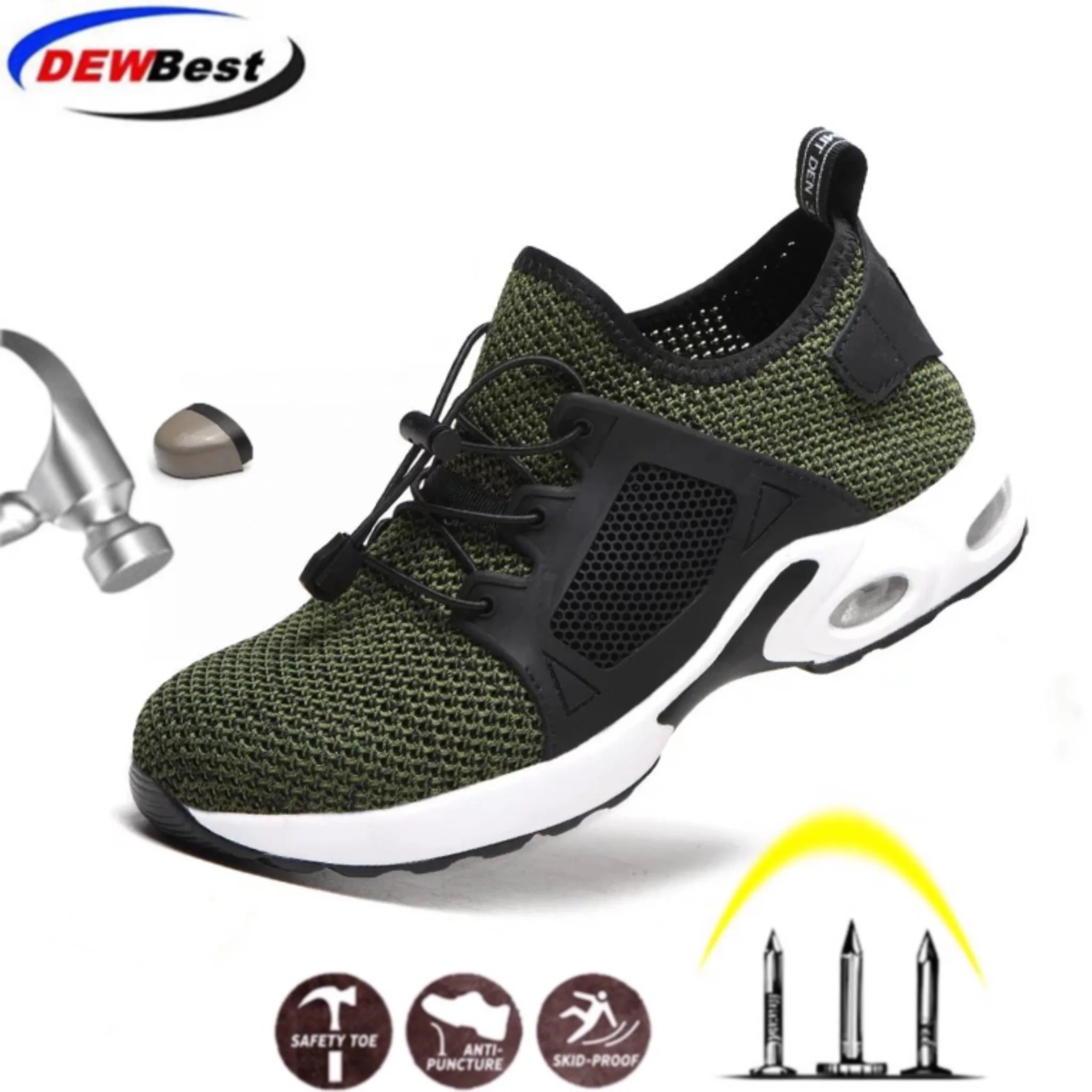 

DEWBEST Men Safety Work Shoes Men Outdoor Steel Toe Footwear Military Combat Ankle Boots Indestructible Stylish Breathable Sneak