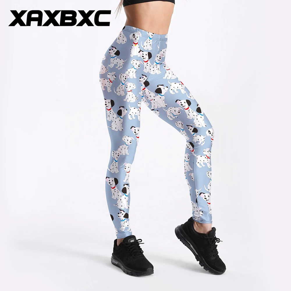 

3291 Girl Cartoon 101 Dalmatian Toasties Puppy Print Elastic Slim GYM Fitness Women Sport Leggings Yoga Pants Trousers Plus Size