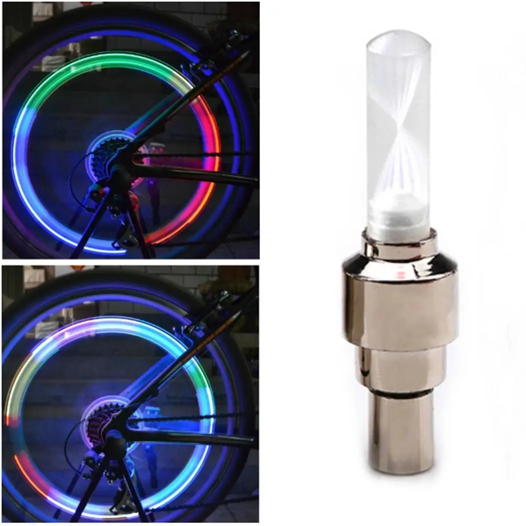 Cheap Mountain Bike Road Bicycle Lights LED Tire Valve Plugs Wheel LED Valve Silver 0.4kg 5