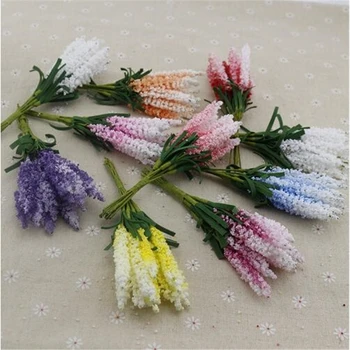 10Pcslot Artificial Flowers Mini PE Lavender for Wedding Decoration DIY Craft Gift Bride Wreath Party Fake Flower Home Decor