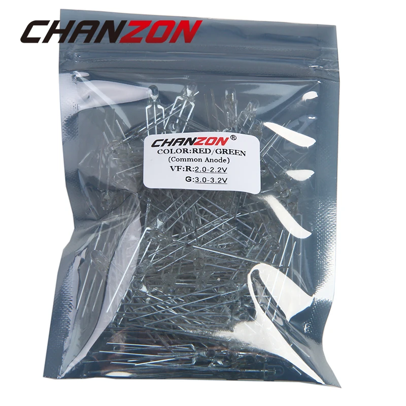 CHANZON 100 шт. 3 мм двухцветный зеленый и красный светодиодный диодный общий анод 20 мА