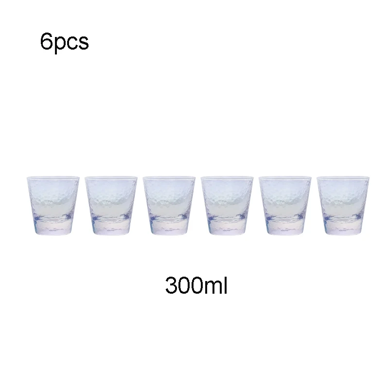 6 шт./компл. Европа Ион молоток с покрытием стеклянные чашки свинцовое стекло вино чашки Круглые сок чашка высокая емкость водяная чашка посуда для вечеринки - Цвет: 9.5x8.5cm  300ml