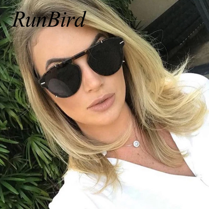 RunBird/ Модные солнцезащитные очки в стиле панк с заклепками для мужчин и женщин, UV400, фирменный дизайн, солнцезащитные очки в стиле стимпанк, Oculos De Sol 5363R