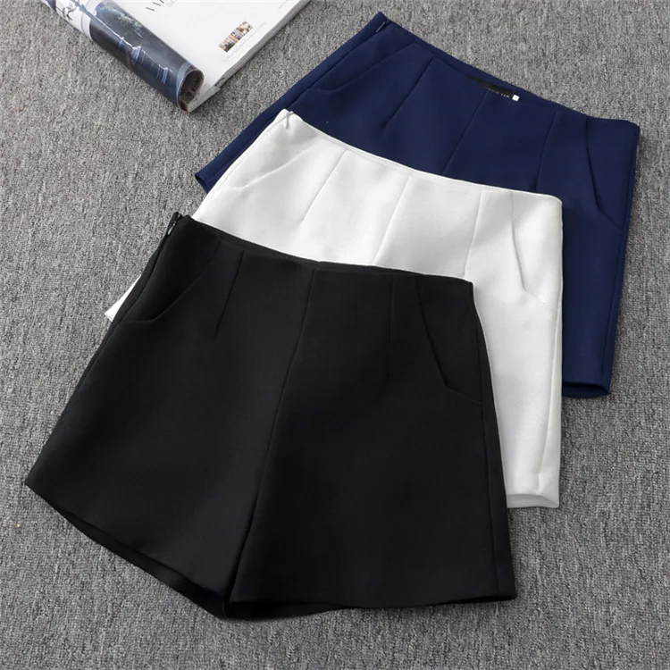 trendy plus size clothing Sungtin Summer Beach Women Shorts High Waist Wide Leg Shorts Black White 2022 New Casual Short Pants Ladies Shorts Pockets dickies shorts