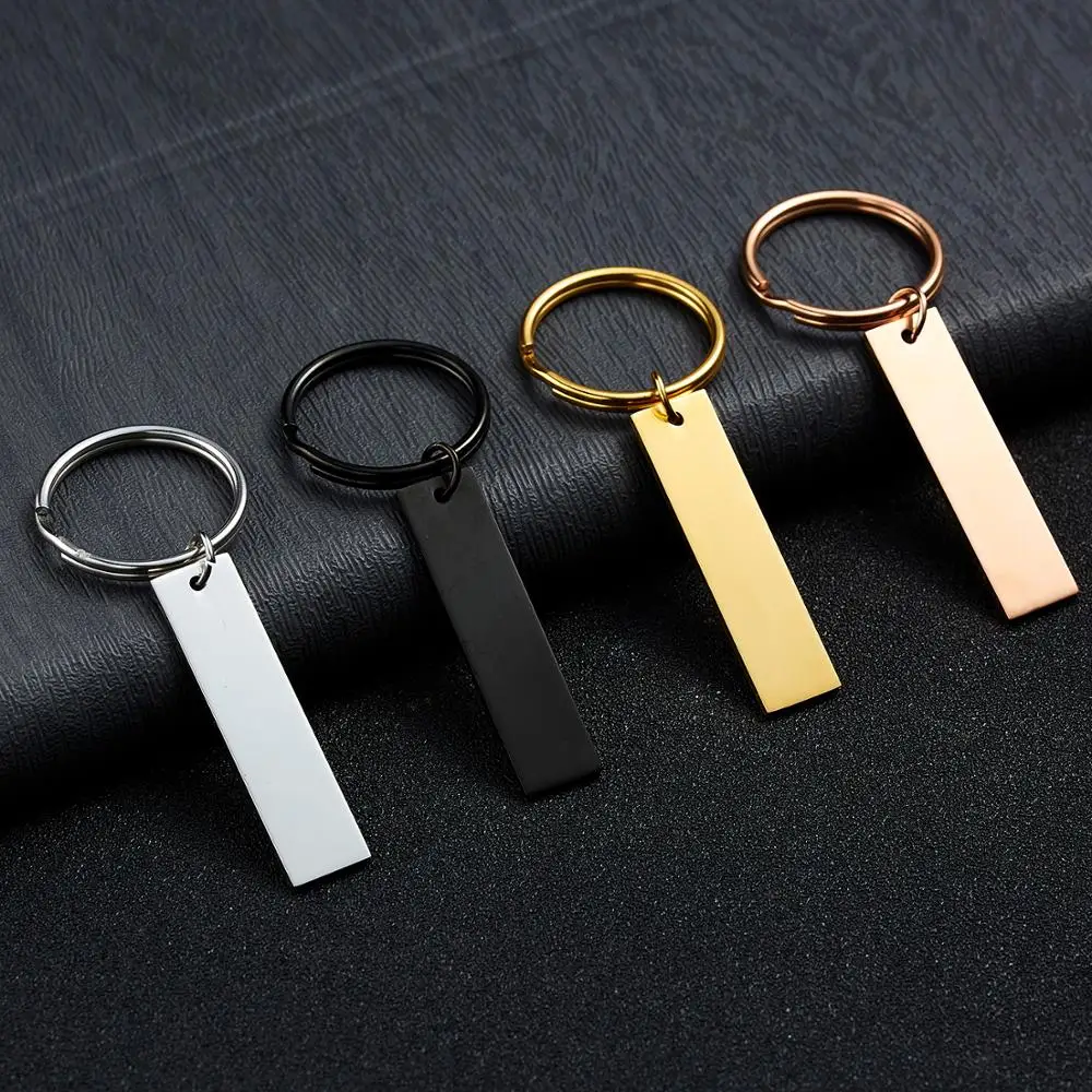 

Custom Engraved Stainless Steel Keychain 4 Colors Lettering Logo Keychain for Couples Family Friends Personalized Key Ring Gifts
