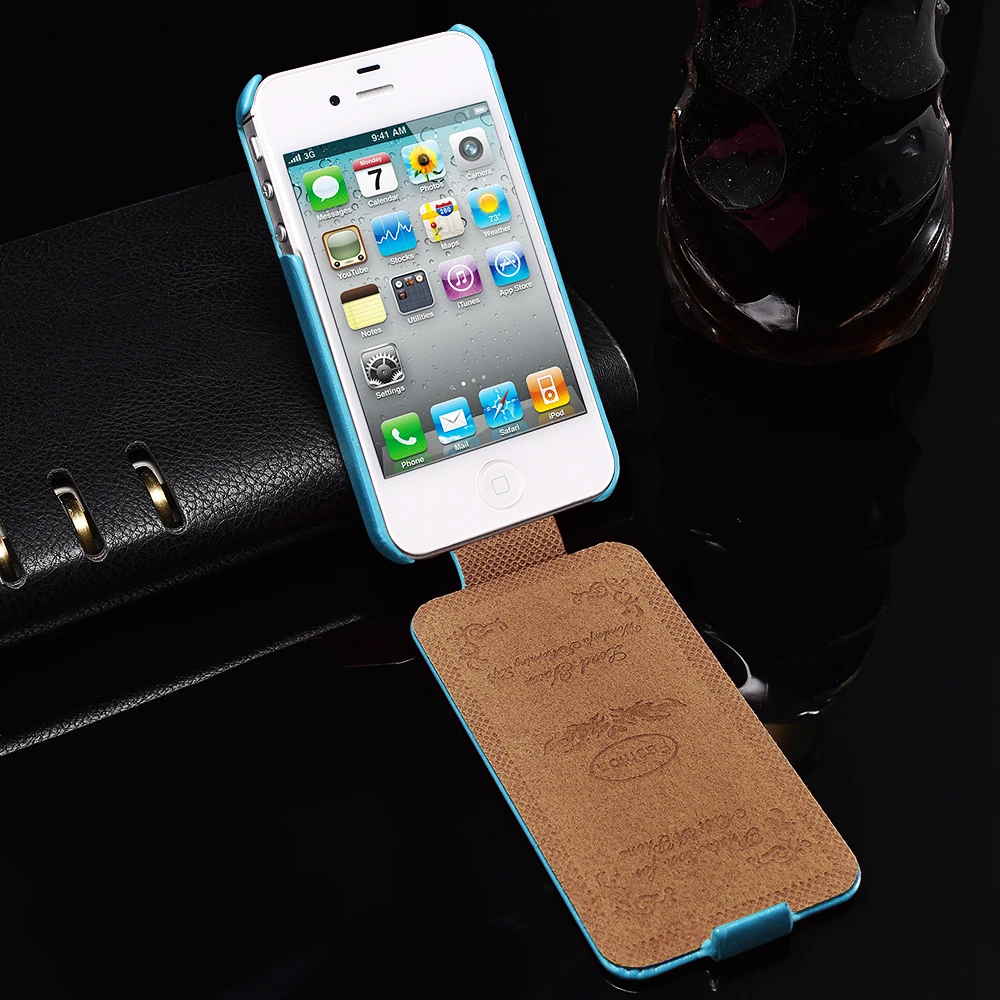 Роскошный ретро флип кейс из искусственной кожи для iPhone 4 4s роскошная задняя