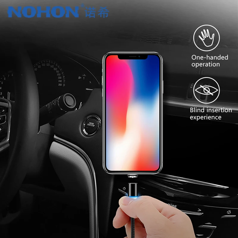 Магнитный зарядный кабель NOHON 8 Pin для iPhone XS MAX XR X samsung Xiaomi 8 9 Android Micro usb type C, кабели для зарядки телефонов 1,2 м