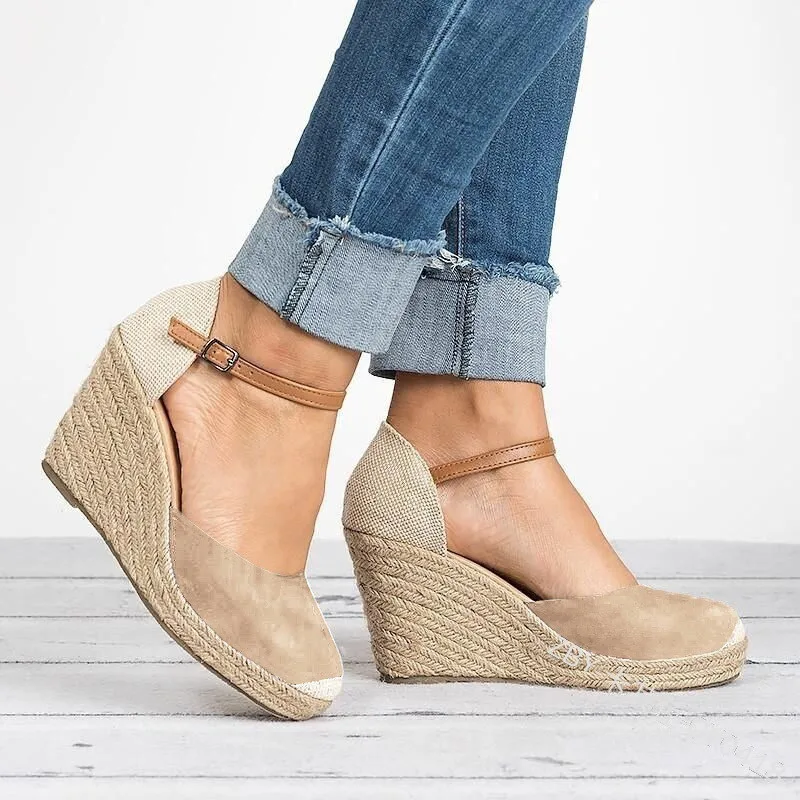 Women Platform Wedges Sandals 2019 New High Heels Gladiator Sandals Women Espadrilles Rome Buckle Strap Summer Straw Shoes Woman (10)