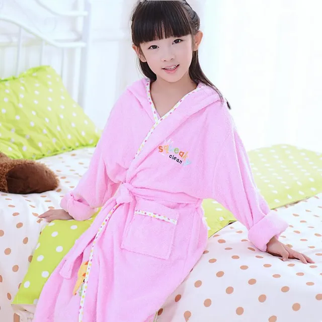 girls pink robes kids bathrobe children's bathrobes yellow bath robe