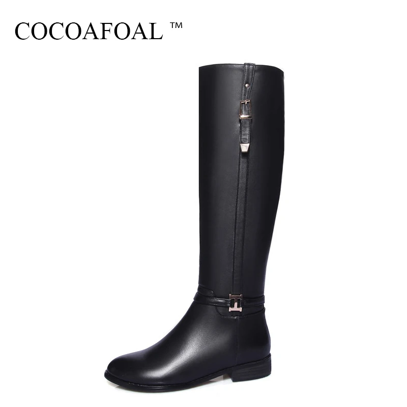 COCOAFOAL Women Genuine Leather Knee High Boots Winter Black High Heeled Shoes Plus Size 33 Sexy Chelsea Knee High Boots Boots COCOAFOAL Women Genuine Leather Knee High Boots Winter Black High Heeled Shoes Plus Size 33 Sexy Chelsea Knee High Boots Boots