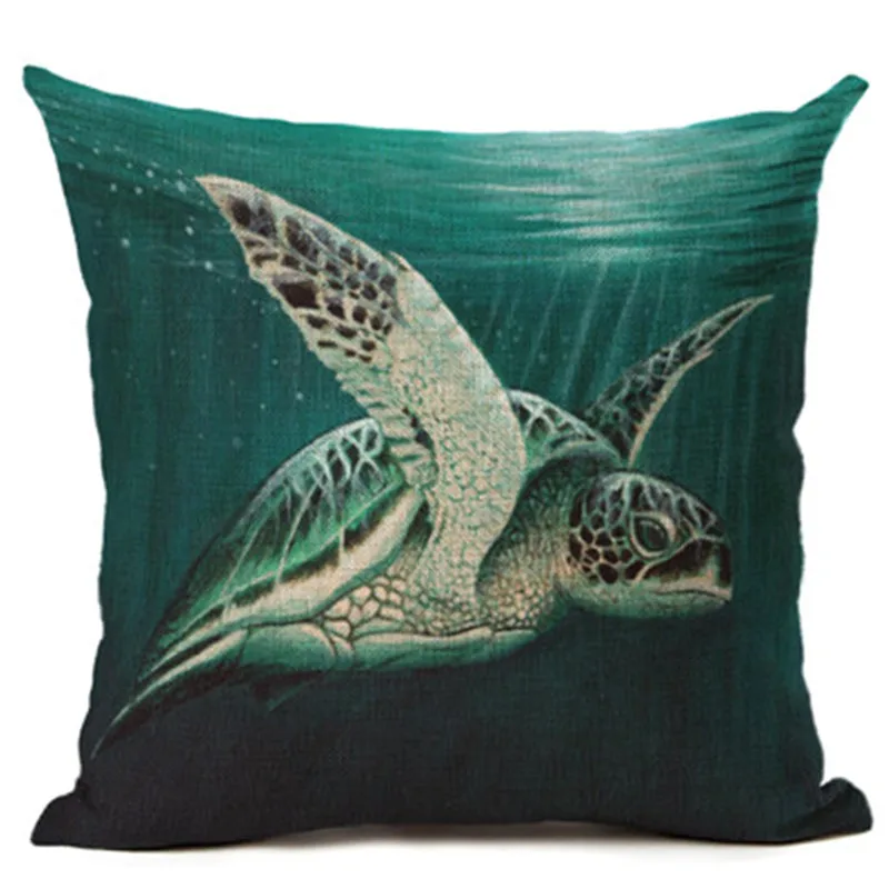 Океанский стиль, акварельная морская черепаха, наволочка для подушки, домашний декор, квадратный льняной с принтом наволочка для домашнего декора