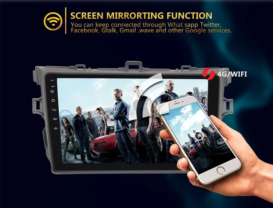 Perfect KiriNavi 2 din 9" Touch Screen 32G ROM Android Car Radio For Toyota Corolla 2006-2011 Multimedia GPS Navigation Player audio MP3 5
