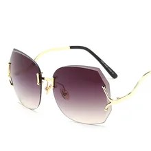 Steampunk Goggles Women Carter Curved Sunglasses Female Aviator Lunette Rimless Sun Glasses Luxury Brand Driver Pink Eyeglasses