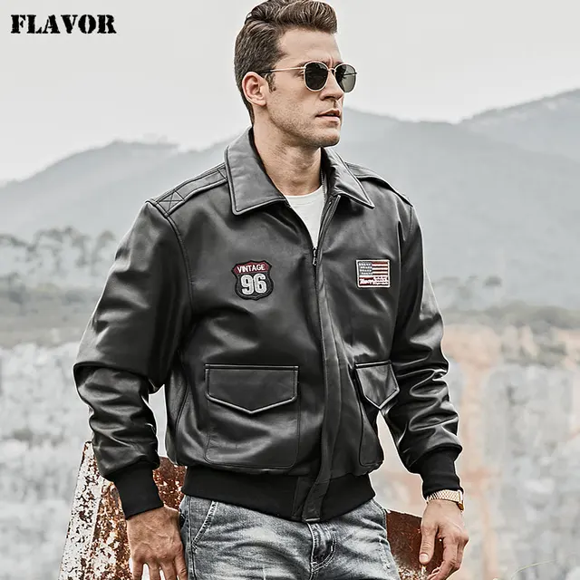 Flavor Men S Real Leather Bomber Jacket Lambskin Winter Warm Air Force Pilot Leather Coat Genuine Leather Coats Aliexpress