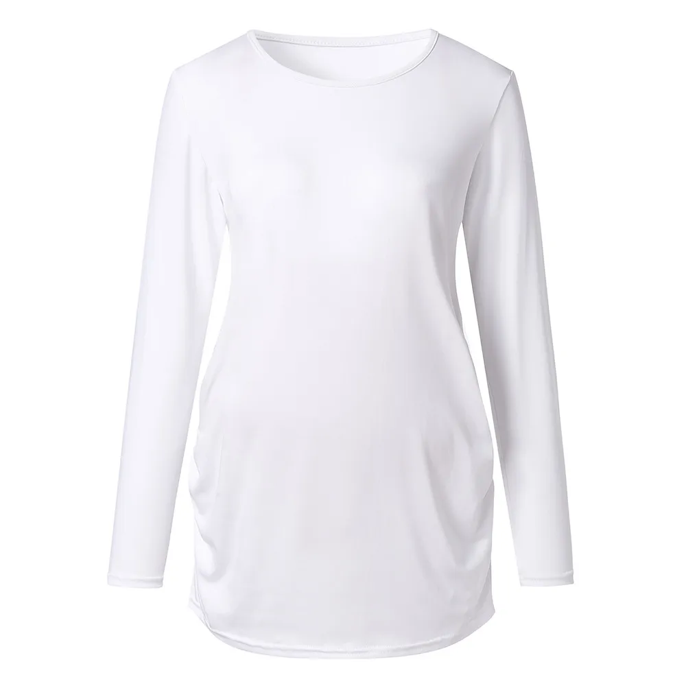 Женская одежда для беременных рубашка с длинным рукавом с круглым вырезом топ одежда Блузка женские топы для беременных L404